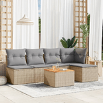 vidaXL Set Divano da Giardino 6 pz con Cuscini Beige in Polyrattan