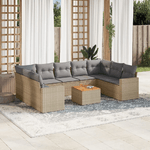 vidaXL Set Divano da Giardino 10 pz con Cuscini Beige in Polyrattan