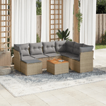 vidaXL Set Divano da Giardino 8 pz con Cuscini Beige in Polyrattan