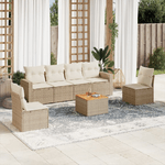 vidaXL Set Divani da Giardino 7 pz con Cuscini Beige in Polyrattan