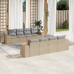 vidaXL Set Divano da Giardino 9 pz con Cuscini Beige in Polyrattan