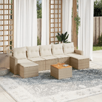 vidaXL Set Divano da Giardino 8 pz con Cuscini Beige in Polyrattan