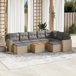 vidaXL Set Divano da Giardino 10 pz con Cuscini Beige in Polyrattan