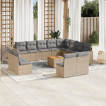 vidaXL Set Divano da Giardino 13 pz con Cuscini Beige in Polyrattan