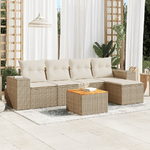 vidaXL Set Divano da Giardino 6 pz con Cuscini Beige in Polyrattan