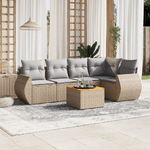 vidaXL Set Divano da Giardino 6 pz con Cuscini Beige in Polyrattan