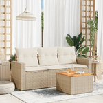 vidaXL Set Divano da Giardino 4 pz con Cuscini Beige in Polyrattan