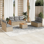 vidaXL Set Divano da Giardino 8 pz con Cuscini Beige in Polyrattan