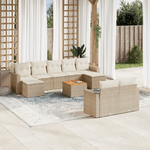 vidaXL Set Divano da Giardino 10 pz con Cuscini Beige in Polyrattan