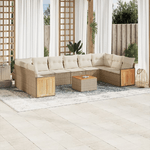 VidaXL Set Divani da Giardino 11 pz con Cuscini Beige in Polyrattan