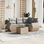 vidaXL Set Divano da Giardino 5 pz con Cuscini Beige in Polyrattan