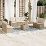 VidaXL Set Divano da Giardino 8 pz con Cuscini Beige in Polyrattan