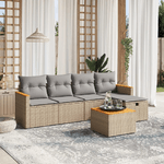 VidaXL Set Divano da Giardino 6 pz con Cuscini Beige Misto Polyrattan