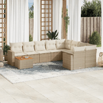 vidaXL Set Divano da Giardino 10 pz con Cuscini Beige in Polyrattan