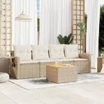 VidaXL Set Divano da Giardino 5 pz con Cuscini Beige in Polyrattan