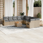 vidaXL Set Divani da Giardino 11 pz con Cuscini Beige in Polyrattan