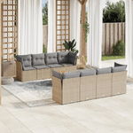 VidaXL Set Divano da Giardino 9 pz con Cuscini Beige in Polyrattan