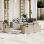 VidaXL Set Divano da Giardino 9 pz con Cuscini Beige in Polyrattan