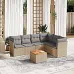 VidaXL Set Divano da Giardino 7 pz con Cuscini Beige Misto Polyrattan