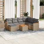 VidaXL Set Divano da Giardino 8 pz con Cuscini Beige in Polyrattan