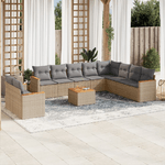 VidaXL Set Divani da Giardino 11 pz con Cuscini Beige in Polyrattan