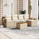 VidaXL Set Divano da Giardino 6 pz con Cuscini Beige in Polyrattan