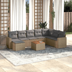 VidaXL Set Divano da Giardino 9 pz con Cuscini Beige Misto Polyrattan