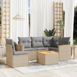 VidaXL Set Divano da Giardino 6 pz con Cuscini Beige Misto Polyrattan