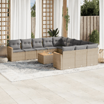 VidaXL Set Divano da Giardino 12 pz con Cuscini Beige Misto Polyrattan