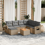 VidaXL Set Divano da Giardino 8 pz con Cuscini Beige in Polyrattan