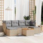 VidaXL Set Divano da Giardino 7 pz con Cuscini Beige Misto Polyrattan