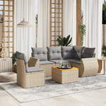 VidaXL Set Divano da Giardino 6 pz con Cuscini Beige in Polyrattan