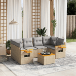 VidaXL Set Divani da Giardino 7 pz con Cuscini Beige in Polyrattan