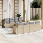 VidaXL Set Divano da Giardino 9 pz con Cuscini Beige in Polyrattan