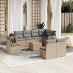 VidaXL Set Divano da Giardino 9 pz con Cuscini Beige in Polyrattan