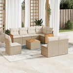 VidaXL Set Divano da Giardino 9 pz con Cuscini Beige in Polyrattan