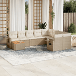 VidaXL Set Divano da Giardino 10 pz con Cuscini Beige in Polyrattan