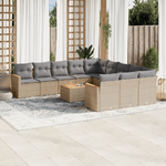 VidaXL Set Divani da Giardino 12 pz con Cuscini Beige in Polyrattan