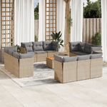 VidaXL Set Divano da Giardino 13 pz con Cuscini Beige Misto Polyrattan