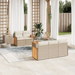 VidaXL Set Divano da Giardino 6 pz con Cuscini Beige in Polyrattan