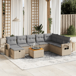 VidaXL Set Divano da Giardino 9 pz con Cuscini Beige Misto Polyrattan