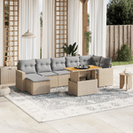 VidaXL Set Divano da Giardino 8 pz con Cuscini Beige Misto Polyrattan