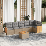 VidaXL Set Divani da Giardino 7 pz con Cuscini Beige in Polyrattan