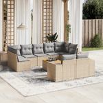 VidaXL Set Divano da Giardino 10 pz con Cuscini Beige in Polyrattan