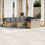 VidaXL Set Divano da Giardino 10 pz con Cuscini Beige in Polyrattan