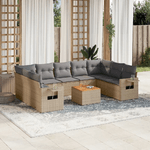 VidaXL Set Divano da Giardino 10 pz con Cuscini Beige in Polyrattan