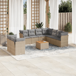 VidaXL Set Divano da Giardino 11 pz con Cuscini Beige Misto Polyrattan