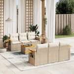 VidaXL Set Divani da Giardino 7 pz con Cuscini Beige in Polyrattan