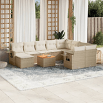 VidaXL Set Divani da Giardino 11 pz con Cuscini Beige in Polyrattan