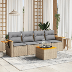 VidaXL Set Divano da Giardino 5 pz con Cuscini Beige in Polyrattan